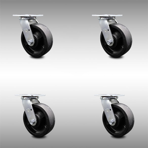 6 Inch SS Glass Filled Nylon Swivel Caster Set with Ball Bearing and Swivel Lock